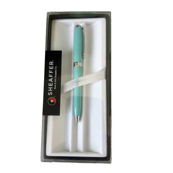 Sheaffer Prelude Mini BallPoint Pen Aqua-Turquoise Blue Gloss NEW in Gift Box - Picture 2 of 5